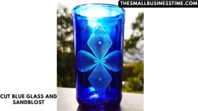 Cut Blue Glass and Sandblost